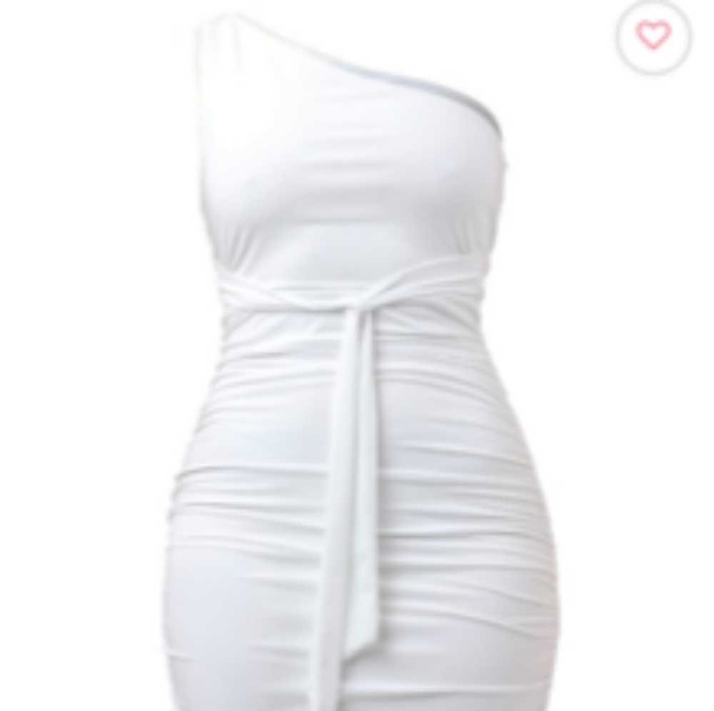 White one shoulder midi dress